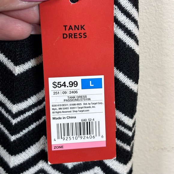 Missoni x Target Sweater Tank Dress Sz L Black & White Chevron Lightweight Retro - Picture 8 of 10